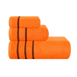 MyOwn Ultra Soft 3 Pack Cotton Towel Set, Contains a Bath Towel 28x55 inch, a Hand Towel 16x24 inch & Wash Coth 12x12 inch, Ideal Everyday use, Compact & Lightweight - Orange, 71677