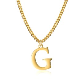 Symretie Gold chain with letters A-Z, 14 carat gold plated initial necklace, stainless steel chain with letters, gold chain pendant necklace for women and girls, Stainless Steel