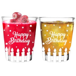 Bisyata Birthday Gift for Women and Men - Mom Dad Birthday Gifts - Happy Birthday Set of 2 Shot Glasses - Birthday Party Table Decorations for Women and Men - 2oz - With Gift Box