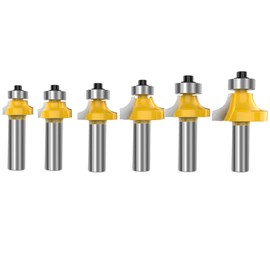 1/2 Inch Shank Round-Over Router Bits Corner Rounding Edge-Forming Roundover Beading Router Bit Set - 1/8" 1/4" 3/16" 7/16" 3/8" 1/2" Radius 6 Pcs by ROOCBIT