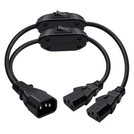 HuaLiSiJi C13 C14 Cable with Switch IEC Cable Switch Splitter Power Plug Cable Power Cable with Switch PDU 10A/250V 35cm