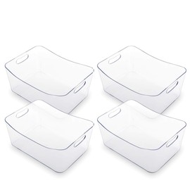 BINO | Plastic Organizer Bins, Large - 4 Pack | The SOHO Collection | Multi-Use Organizer Bins | Pantry Organizer & Freezer Organizer Bins | Plastic Storage Containers | Bins for Home & Kitchen Org