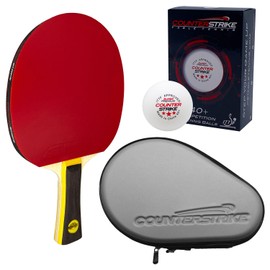 Angel Strike Paddle Bundle (Includes Hard Case & 6 Balls) | CounterStrike Table Tennis | Ping Pong Paddle | Offensive Table Tennis Paddle | ITTF Approved | Ping Pong Set (Silver Hard Case)