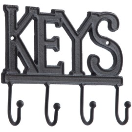 FairyCity Key Holder Wall Mounted Key Hooks for Wall Decorative with 4 Hooks Metal Key Organizer Rack Hanger for Entryway, Front Door, Hallway, Office with Screws and Anchors (6008Black)