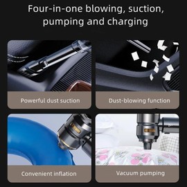 COOLOUS Handheld Vacuum Cordless, Car Vacuum High Power with 3-Speed LED Light Display & Type C, 4-in-1 Compressed Air Duster with Air Blower, Brushless Motor for Car, Home, Office, Pet Hair Cleaning