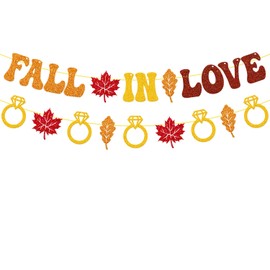 YWLACC Fall in Love Banner Autumn Bridal Shower Party Decorations for Boy Girl Celebrating Wedding Engagement Bridal to Be Bachelorette Fall Maple Leave Ring Thanksgiving Party Supplies