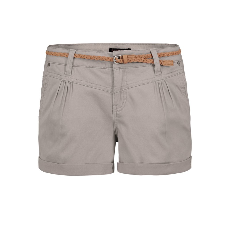 Sublevel women's stretch shorts with a braided belt. - Light