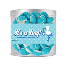 Amusemints New Baby Blue Raspberry Puffs - It's a Boy (5.35 oz) | Perfect for Baby Showers & Celebrations |