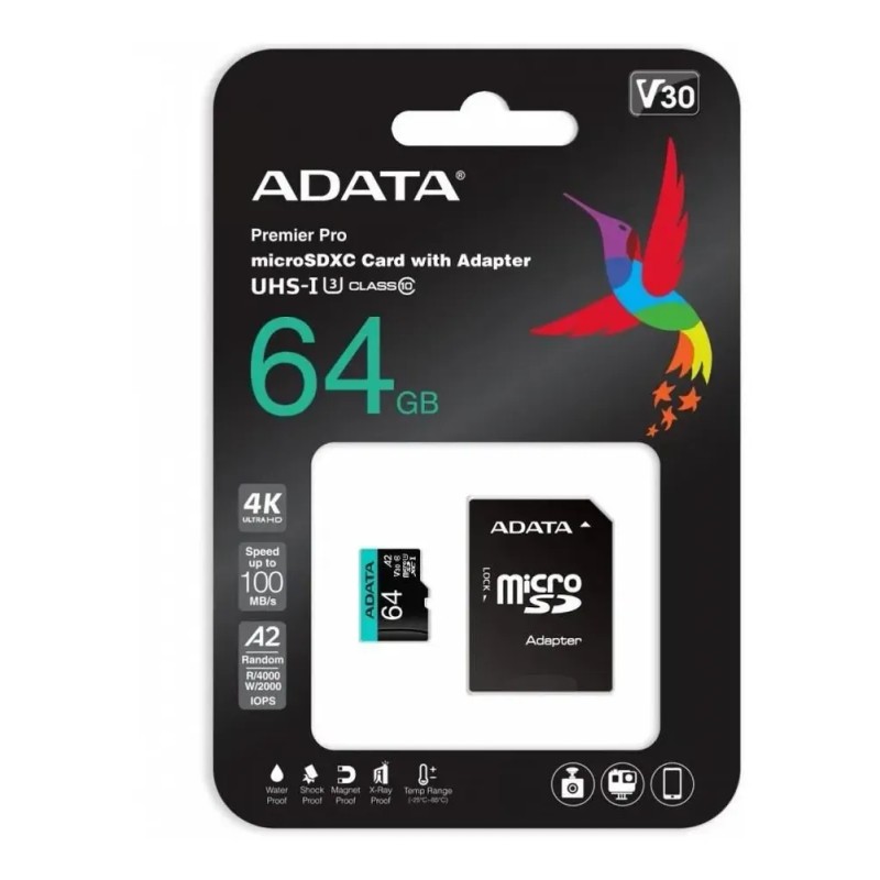 Memoria Micro Sdxc 64gb Adata Clase 10 Video 4k V30