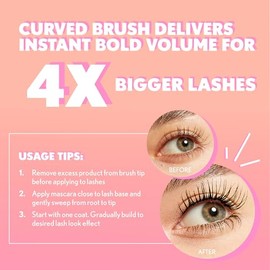 CoverGirl Eye Enhancer, Intense Black, 3D Mascara, Curved Fiber Brush, Plant-Based Lifting Wax, For All Lash Types, 24-Hour Wear, Transfer-Proof, Flak