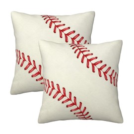 Football Pillow Covers, 18 x 18 Inch Set of 2 American Footballs Game Time Throw Pillow Case for Sofa Couch (Baseball)
