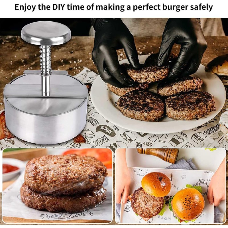 zCloud Adjustable Hamburger Patty Maker Stainless Steel Hamburger Press Patty