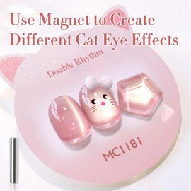 Double Rhythm 0.5 Oz Cat Eye Gel Polish with Magnet Same Color Same Bottle Holographic Glitter Shimmer Translucent Color Salon 15 ML Magnetic Nail Art (Plum Pink-MC1181)