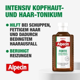 Alpecin Medicinal Forte Tonic, 3 x 200 ml, Effective Against Dandruff and Hair Loss, Relieves Scalp Itching, Soothes Irritation, Ideal for Oily Hair, with Salicylic Acid and