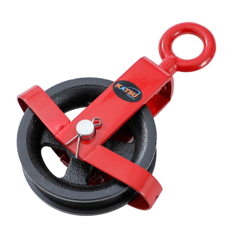 KATSU Tools Gin Wheel 125mm with Swivel Eyebolt Scaffolding Pulley