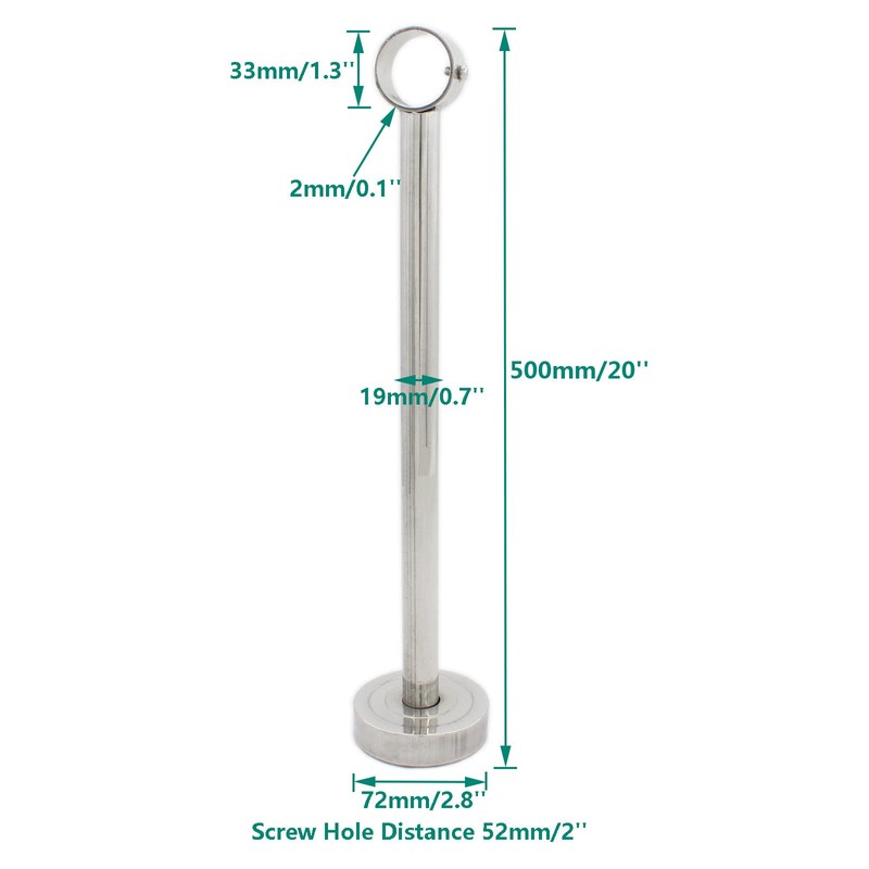 2 Pack Ceiling Mount Bracket, Stainless Steel Wardrobe Pipe Bracket