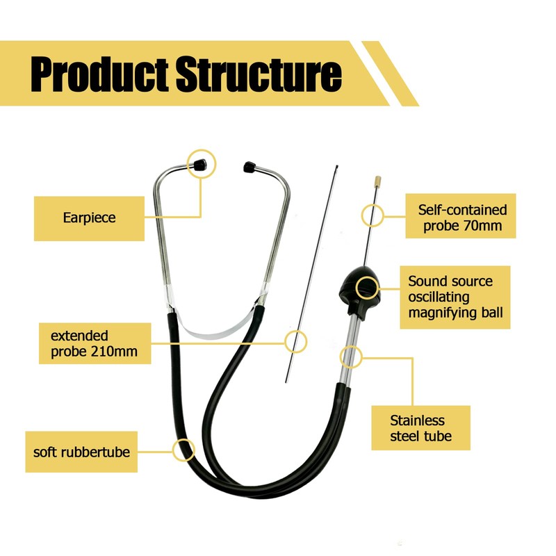 Mechanic Stethoscope, Automotive Engine Diagnostic Sensitive Hearing Tool, Car Stethoscope