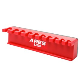ARES 62008-10-Piece Red Magnetic Wrench Organizer - Sturdy Plastic Rack Stores up to 10 SAE and Metric Wrenches and Keeps Your Garage Organized