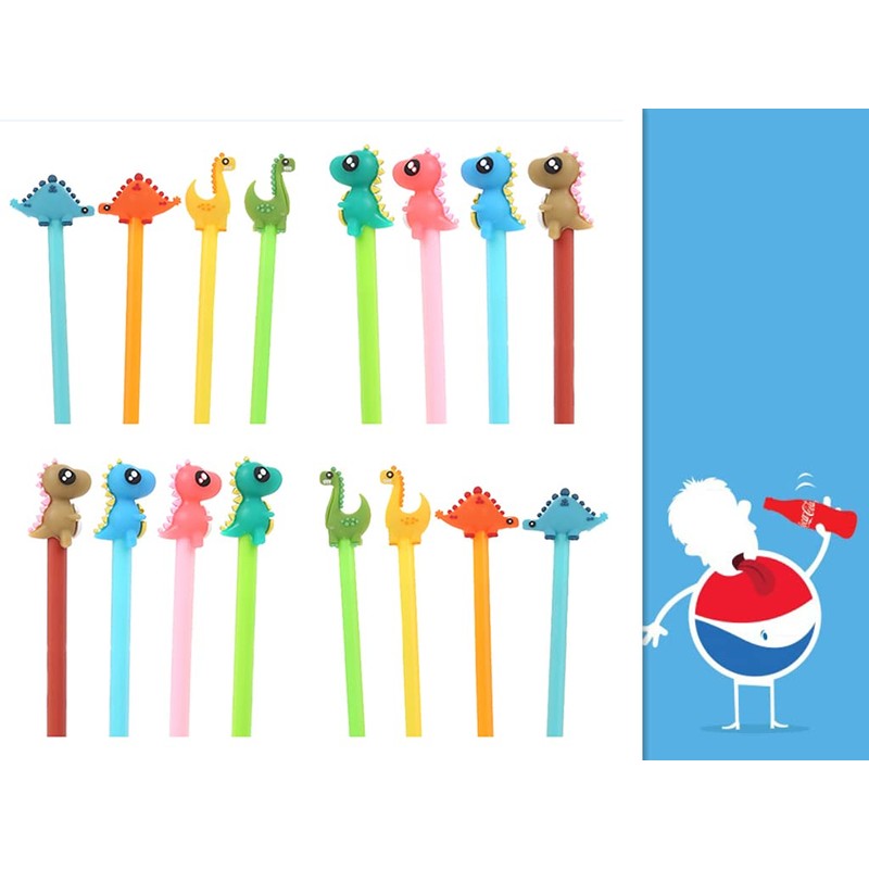 RECHENG Cute dinosaur black ink pens,Cartoon fun kawaii writing gel