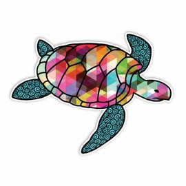 Sea Turtle Sticker Colorful Geometric Car Decal by Megan J Designs™ - Laptop Sticker Window Vinyl Sticker