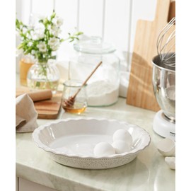 MIKIGEY Ceramic Pie Pans Set of 2, 9 Inches Pie Plate for Baking, Off-White