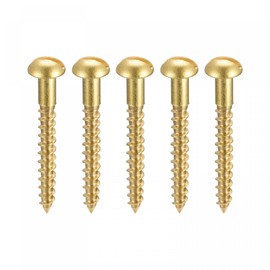 sourcing map Wood Screws M2.5 x 20 mm Slotted Round Head Brass Pack of 50