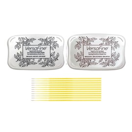 Tsukineko VersaFine Pigment Ink Pad Bundle - VersaFine Vintage Sepia and Black Onyx Ink Pads Two Pack- with Trebbies Fine Detail Sticks