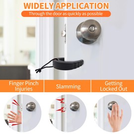 4Pcs Door Stops Wedge, Door Jam with Ropes for Law Enforcement Door Stopper, Door Pinch Guard from Closing for Police, Emergency Medical Services (Black)