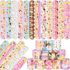 YYMYMGJ 48 PCS Ice Cream Slap Bracelets Party Favors Ice Cream Wristbands Bracelets Goodie Bag Fillers for Ice Cream Birthday Decorations Supplies for Class Reward Prizes Gift
