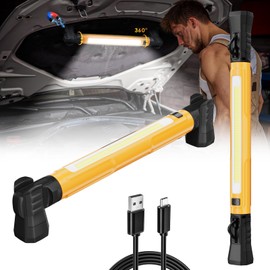 Work Light, 3000LM LED Work Lights, Rechargeable Underhood Work Light with Hooks & Rotating Magnetic Base, Cordless Battery Powered Mechanic Light for Car Repairing Inspection Workshop Emergency
