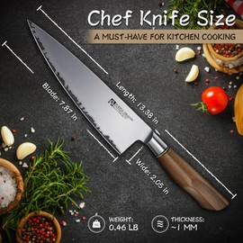 Purple Dragon Chef Knife 7.8 Inch, Ultra Sharp Japanese Kitchen Knife, German Vg10 Steel Meat Cutting Chopping Dicing Vegetables, Ergonomic Wooden Handle, Gift Box