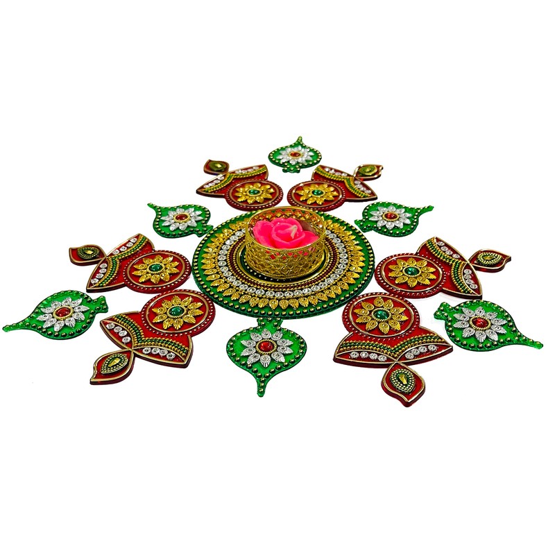 SAHAYA Rangoli for Decoration with T Light Holder Acrylic Small