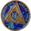 2 Year AA Medallion Sapphire Blue Swirl Tri-Plate Sobriety Chip