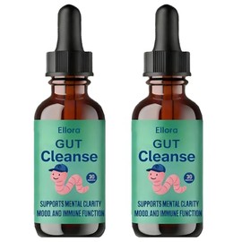 Ellora Gut Cleanse Drops, Gentle Gut and Colon Support for Black Walnut Hull, Wormwood, Clove, Oregano, Licorice Root | 30 Servings