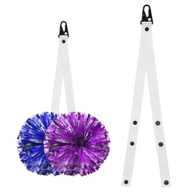 PATIKIL Pom Pom Holder for Backpack Cheer,2 Pcs Adjustable Cheer Bow Holder Pom Poms Strap Lanyard Storage for Cheerleading Accessories Teen Sports, White