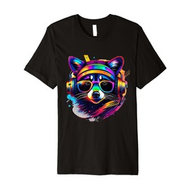 Rave Festival Essential Psychedelic Raccoon EDM Dancing Premium T-Shirt