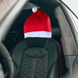 AWOCAN 4PCS Christmas Hat Car Seat Headrest Covers Santa Claus Hat Head Pillow Cover Soft Seat Cover Car Accessories Headrest Protector Car Decoration Xmas Cap Universal Fit to All Car (RED)