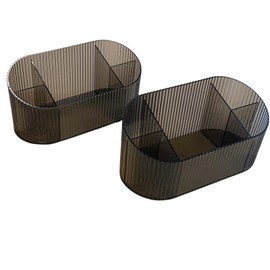 2 Pack Plastic Makeup Brush Organizer, Cosmetic Storage Holder, Clear Desktop Organizer,Pensil Holder Desk Storage