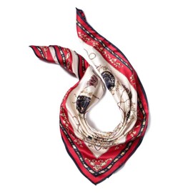 ANDANTINO 100% Pure Mulberry Silk Scarf 35" Large Square Lightweight Headscarf –Women’s Breathable Hair Scarves and Wraps (Royal Carriage)