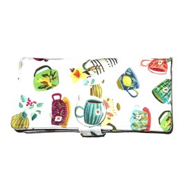 Tea Bag Wallet, XL, Featuring Tea Cups and Flowers, Twelve Pockets, Nothing Falls Out, Secure Hold Tea Bags, Includes 4 Tea Bags, Quilted Handmade, Your Choice of Fabric