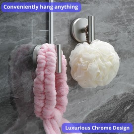 HOME SO Suction Cup Hooks T Shape (2 or 4 Pack) (Brushed Nickel, 2, Count)