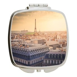 Island Gifting - Image of Eiffel Tower at Sunset in Paris - Square Compact Mirror - Travel Mirror
