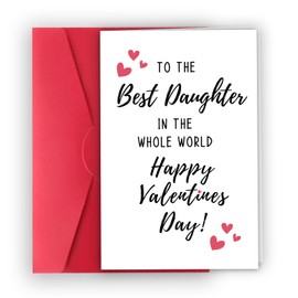 XXDJLP Happy Valentines Day Daughter Card, Best Valentine’s Day Card for Daughter from Dad Mom, Cute Daughter Valentines Day Gifts Cards, To The Best Daughter