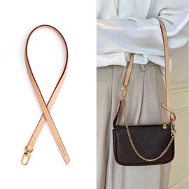Jiesinlov Vachetta Leather Replacement Crossbody Bags Strap Shoulder Strap for Speedy, 0.37width*23.5length (Single Buckle)