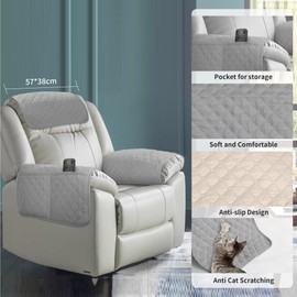 Kaket Armrest Cover, Headrest Cover for Recliner Sofa 3pcs Waterproof Recliner Chair Covers, Nonslip Armrest Slipcover Furniture Protector for Recliner, Chair, Sofa (1 Seat Recliner)