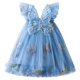 NNJXD Baby Girl Flower Embroidery Tulle Dress Butterfly Toddler Birthday Party Dresses 2109 Blue Size(100) 2-3 Years