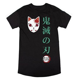 Demon Slayer Fox Mask and Kanji Women's Black T-shirt