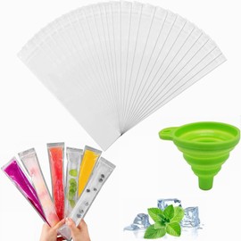 Mold Taschen Popsicle Pouches, Wassereis Tüten, Taschen Popsicle Formen Beutel, Wassereis Formen, für Joghurt, Eisbonbons, Eiscreme Party Favors, mit Grünem Trichter, 100 Stück (28 x 5,5 cm)