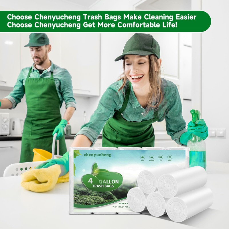 4 Gallon Small White Biodegradable Trash-Bag - Small Garbage Bags