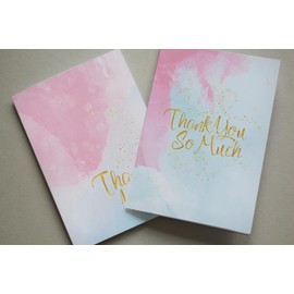 Thank You Cards X6 Stars Pink Blue Gold Watercolour (2 Designs) TYMIXPK005 _ CP